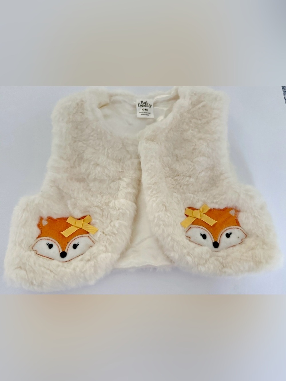 Baby Essentials Baby Girl 9M Fox Floral Dress Faux Fur Vest Leggings 3-Piece Set - Picture 9 of 11
